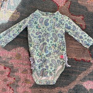 Ruffle butts Paisley Long Sleeve Kids One Piece swimsuit 12-18 months